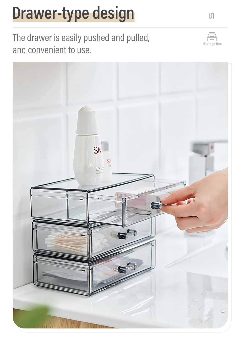 Drawer Type Transparent Storage Box-2
